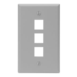 Single-Gang QuickPort Wallplate, 3-Port, Gray