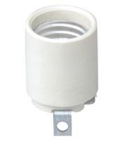 Medium Base, One-Piece, Keyless, Incandescent, Unglazed Porcelain Lampholder, Bracket Mount, Single Circuit, Back Wired, - White