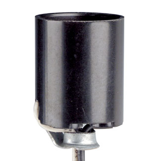 Medium Base, One-Piece, Keyless, Incandescent, Phenolic Lampholder, Bracket Mount, Single Circuit, Back Wired, - Black