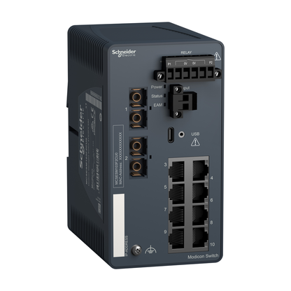 Modicon Managed Switch - 8 ports for copper + 2 ports for fiber optic multimode