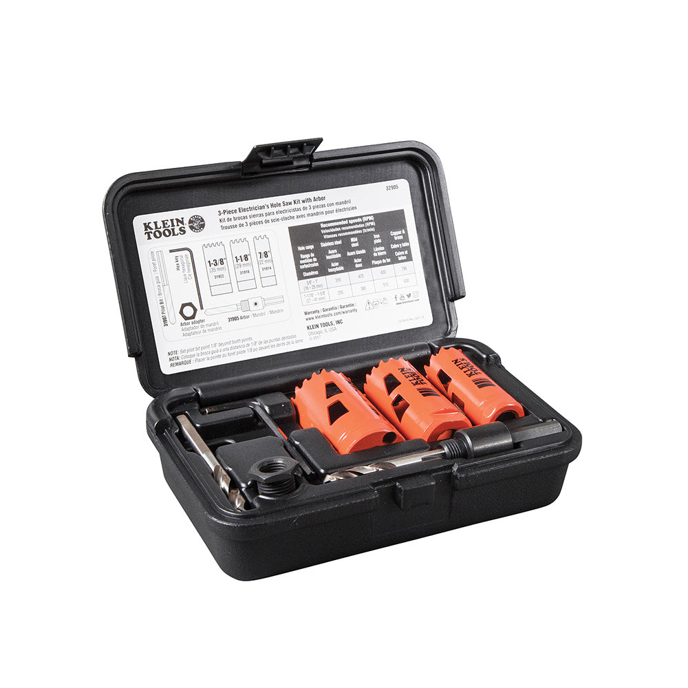 Electrician's Hole Saw Kit with Arbor 3-Piece