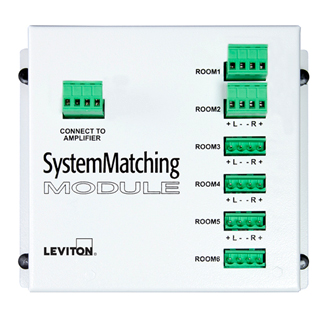 Spec-Grade Sound 6-Zone, AutoSurge System Matching Module. 150 Watt RMS, 225W Peak, Structured Media Enclosure Mount. Color White. Ideal for use with non-impedance matching volume controls in systems up to six rooms.