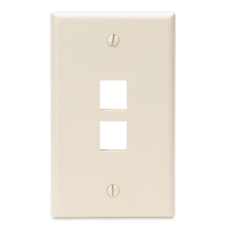 Single-Gang QuickPort Wallplate, 2-Port, Light Almond