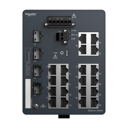 Modicon Managed Switch - 20 ports for copper + 4 Gigabit SFP