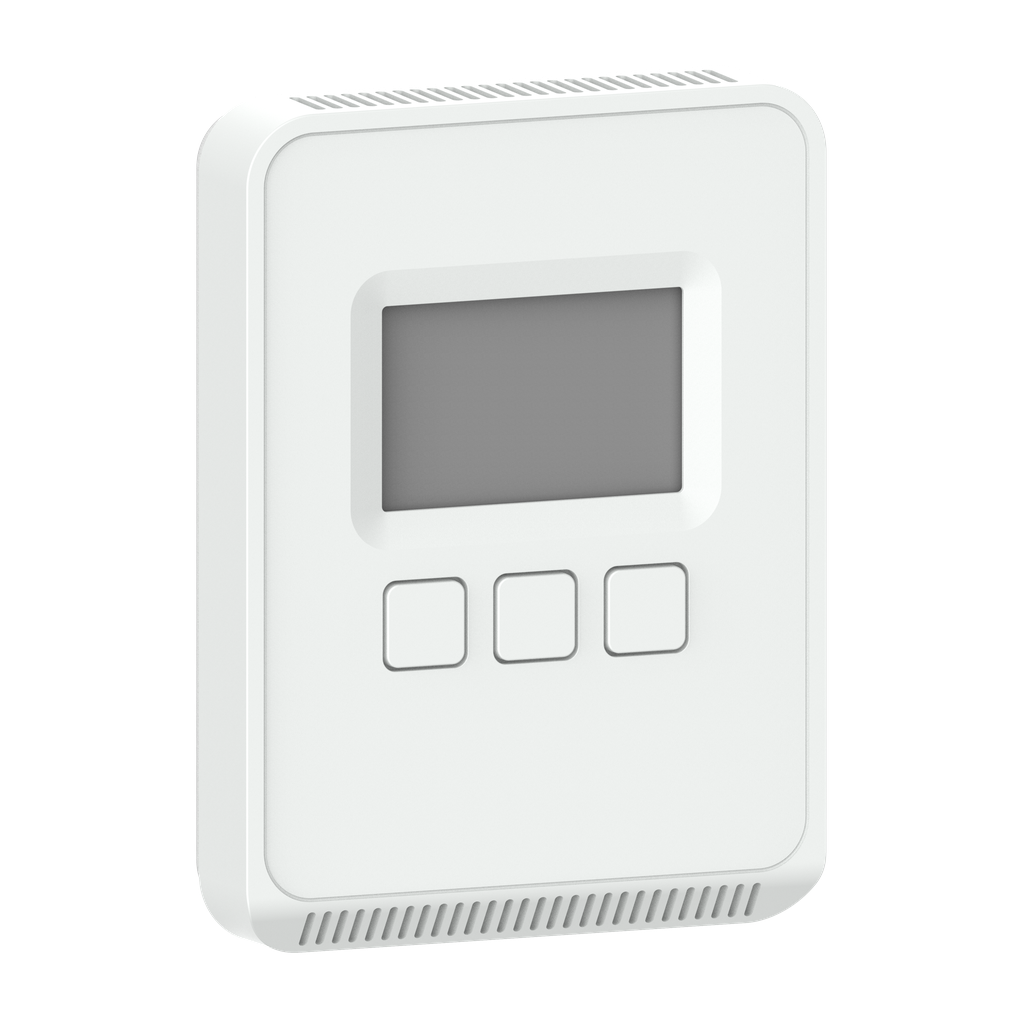 Veris CW2 Series Air Quality Sensor, Wall, CO2, VOC, Segmented LCD, Temperature Transmitter with BACnet MSTP/Modbus Outputs