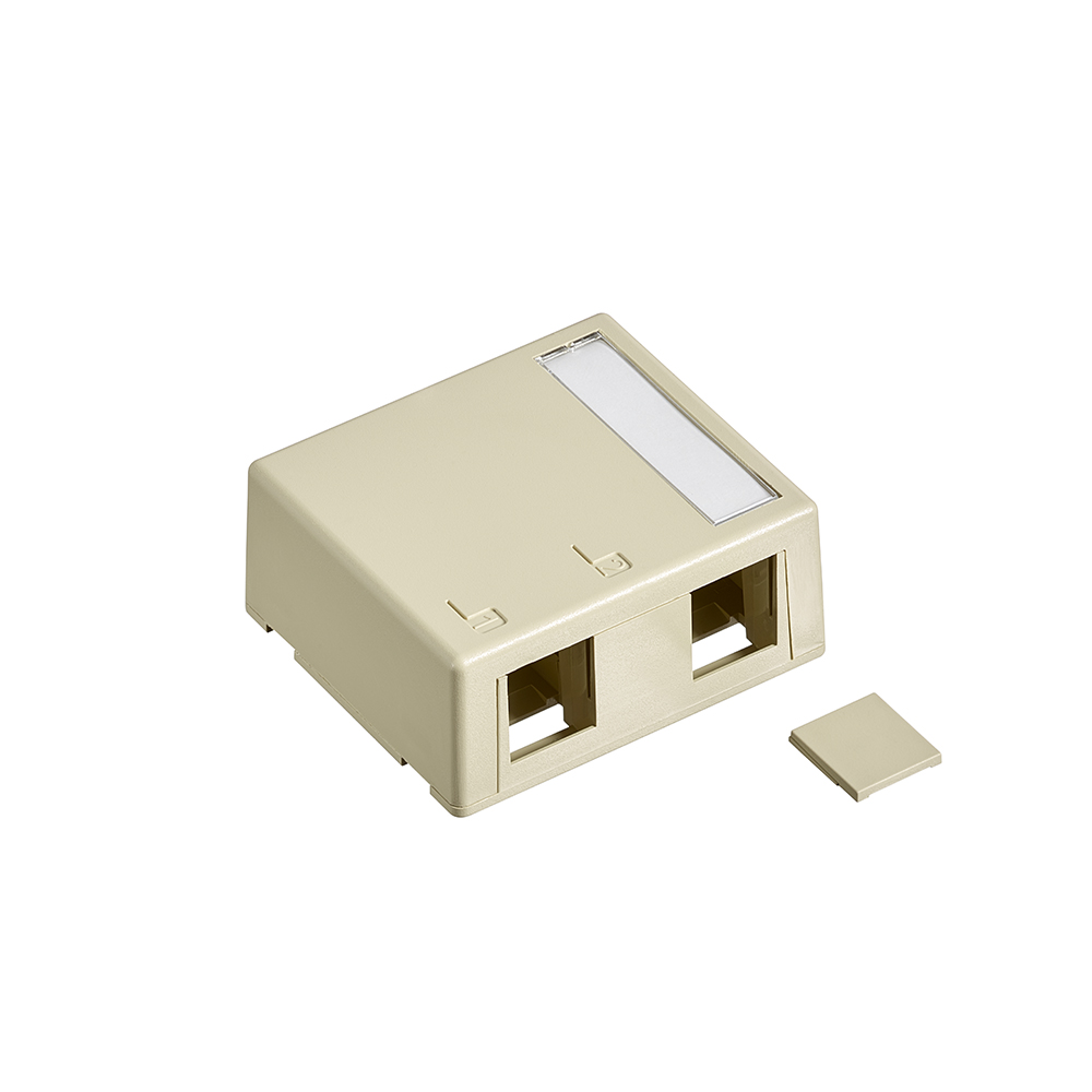 Surface-Mount QuickPort Box, Plenum-Rated, 2-Port, Ivory