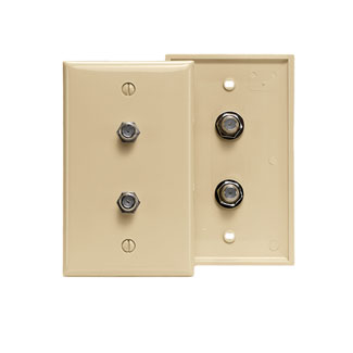 Standard Video Wall Jack with two F-Connectors, Ivory