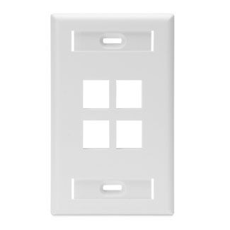 Single-Gang QUICKPORT Wallplate with ID Windows, 4-Port, White