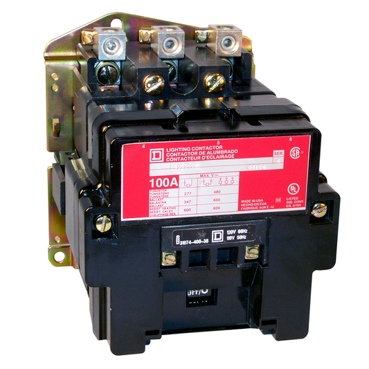 Contactor, Type S, multipole lighting, electrically held, 200A, 2 pole, 220/240VAC 50/60Hz coil, open style