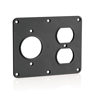 1 - 1.56" dia Single Receptacle, 1 - Duplex Receptacle Coverplate - BLACK