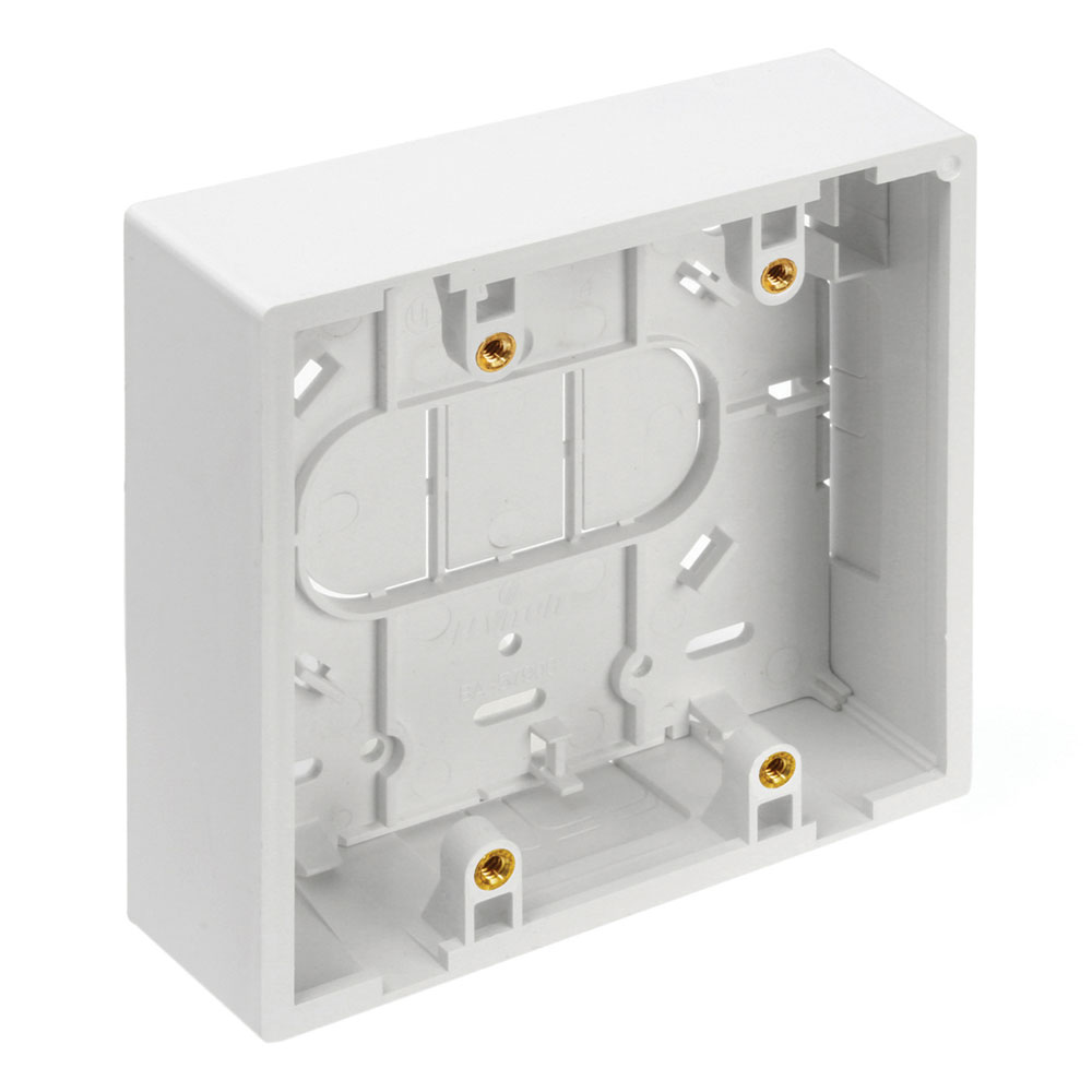 Surface-Mount Back Box, Dual Gang, 1.45" Box Depth, White