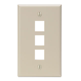 Single-Gang QuickPort Wallplate, 3-Port, Ivory