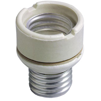 Medium-Medium Base, Two-Piece, Adapters and Extensions, Incandescent, Glazed Porcelain Lampholder, 1-1/4 Inch, To Be Used in Porcelain Sockets Only - White