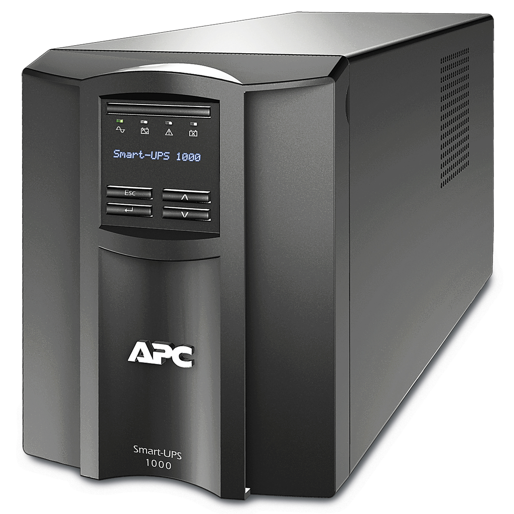 APC Smart-UPS, Line Interactive, 1000VA, Tower, 120V, 8x NEMA 5-15R outlets, SmartConnect Port+SmartSlot, AVR, LCD