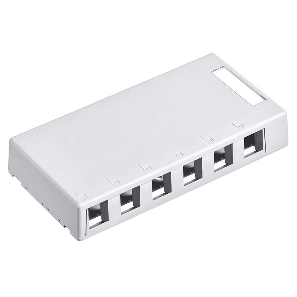 Surface-Mount QuickPort Box, 6-Port, White