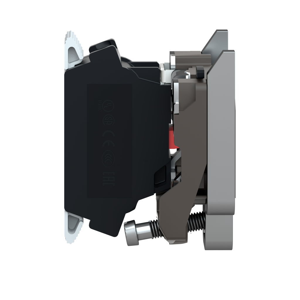 Single contact block with body fixing collar, Harmony XB4, metal, spring clamp terminal, 1NC