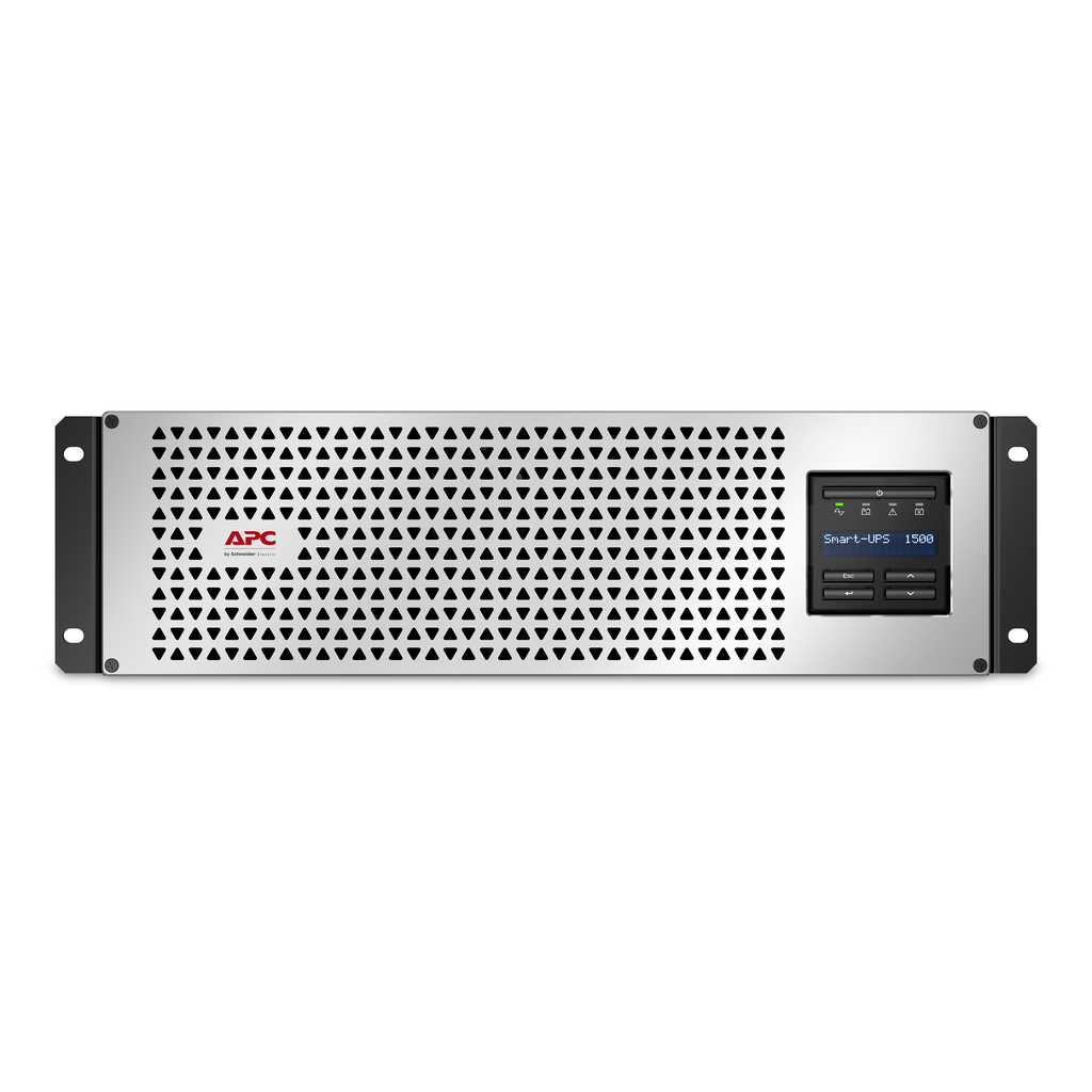 APC Smart-UPS, Line Interactive, 1500VA, Lithium-ion, Rackmount 3U, 120V, 6x NEMA 5-15R outlets, SmartConnect Port+SmartSlot, Short Depth, AVR, LCD