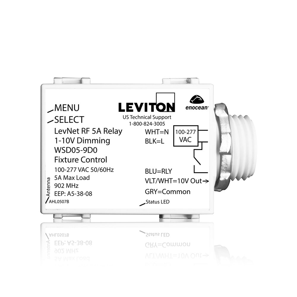 LevNet RF 902MHz Wireless 5A Relay 1-10V Dimming Fixture Controller, 100-277V