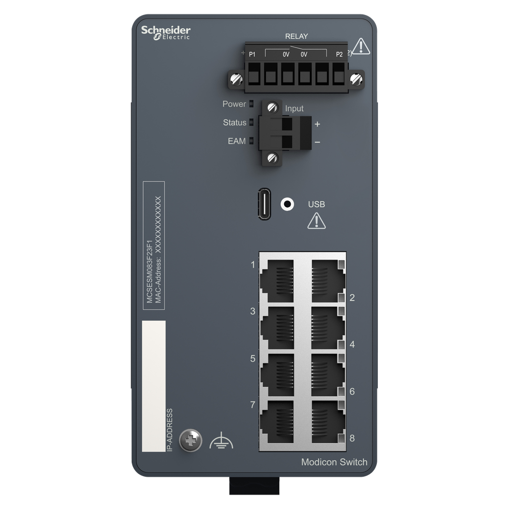 Modicon Extended Managed Switch, 8 ports for copper