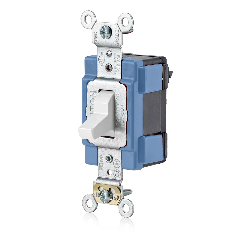 Lev-Lok 3-Way Illuminated Toggle Switch 15 Amp, 120 Volt, Extra Heavy Duty Specification Grade, Self Grounding, Lev-Lok Modular