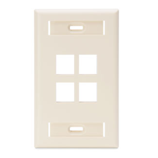 Single-Gang QUICKPORT Wallplate with ID Windows, 4-Port, Light Almond