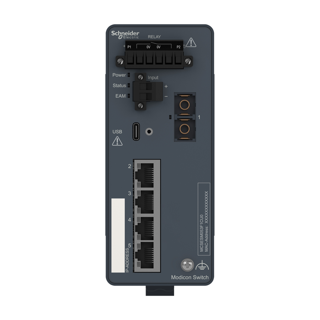 Modicon Managed Switch - 4 ports for copper + 1 port for fiber optic multimode