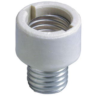 Medium-Medium Base, One-Piece, Adapters and Extensions, Incandescent, Glazed Porcelain Lampholder, 1-1/4 Inch, To Be Used in Porcelain Sockets Only - White