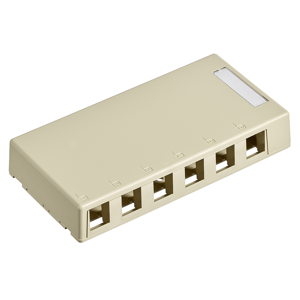 Surface-Mount QuickPort Box, 6-Port, Ivory