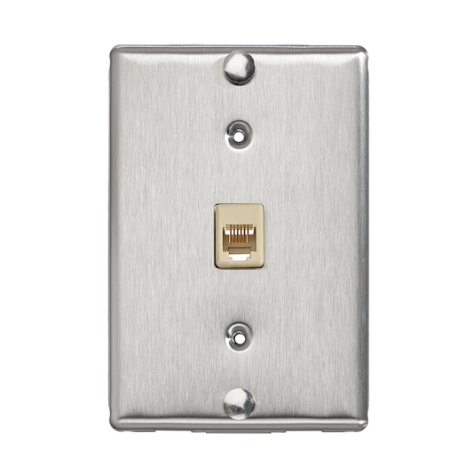 Telephone Wall Jack, 6P6C, Screw Terminal, Stainless Steel