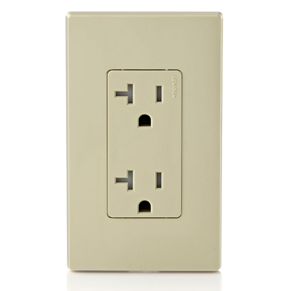 Ultrasonically welded, 20A Tamper-Resistant, Decora duplex receptacle/outlet. Residential grade, NEMA 5-20R, side wired only, UL, CSA and NOM