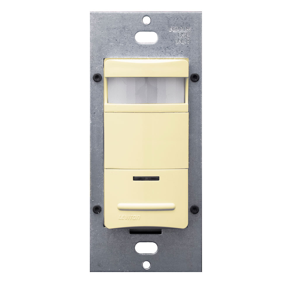 Occupancy Sensor, PIR, Wall Switch, 2100SF, 120-277V, Ivory, Made in USA, Self-Adaptive, Decora