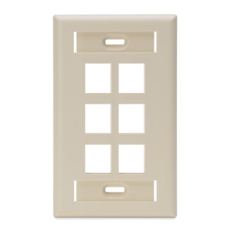 Single-Gang QUICKPORT Wallplate with ID Windows, 6-Port, Ivory