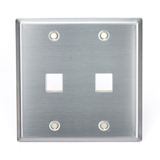 Stainless Steel QuickPort Wallplate, Dual Gang, 2-Port