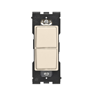 RENU 15 Amp Single Pole Combination Switch, Gold Coast White Leviton Renu Combination Switch RE634-GC for Single Pole Applications, 15A-120/277VAC, in Gold Coast White