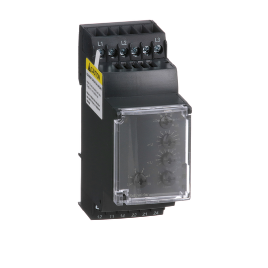 Zelio, 3 phase supply control relay, range 220 to 480 VAC, sequence, phase failure, phase imbalance, voltage