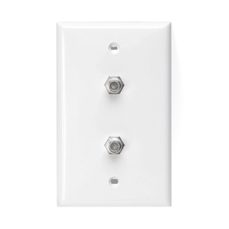 Standard Video Wall Jack with two F-Connectors, White