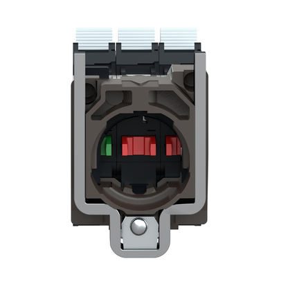 Single contact block with body fixing collar, Harmony XB4, metal, spring clamp terminal, 1NO+1NC