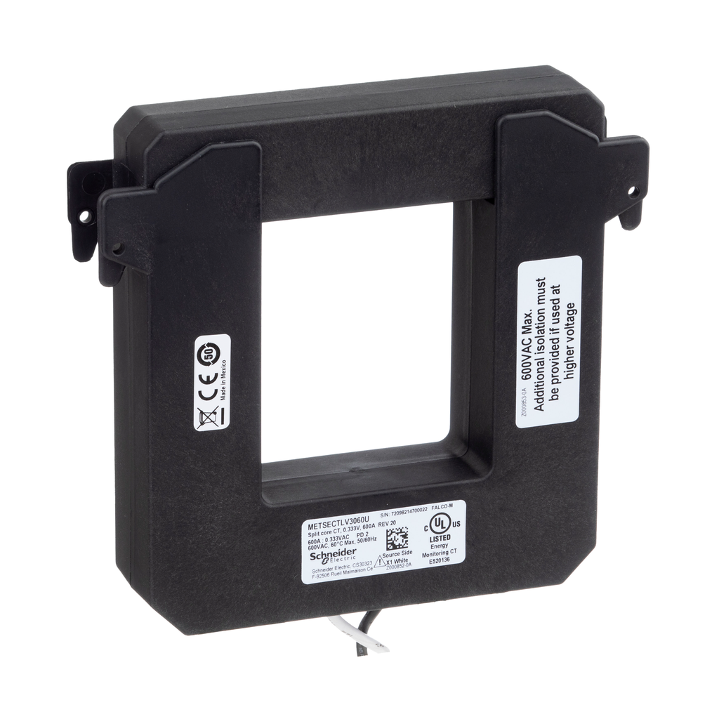 Split core current transformer, PowerLogic UL2808 CT, 800A, 0.333V output