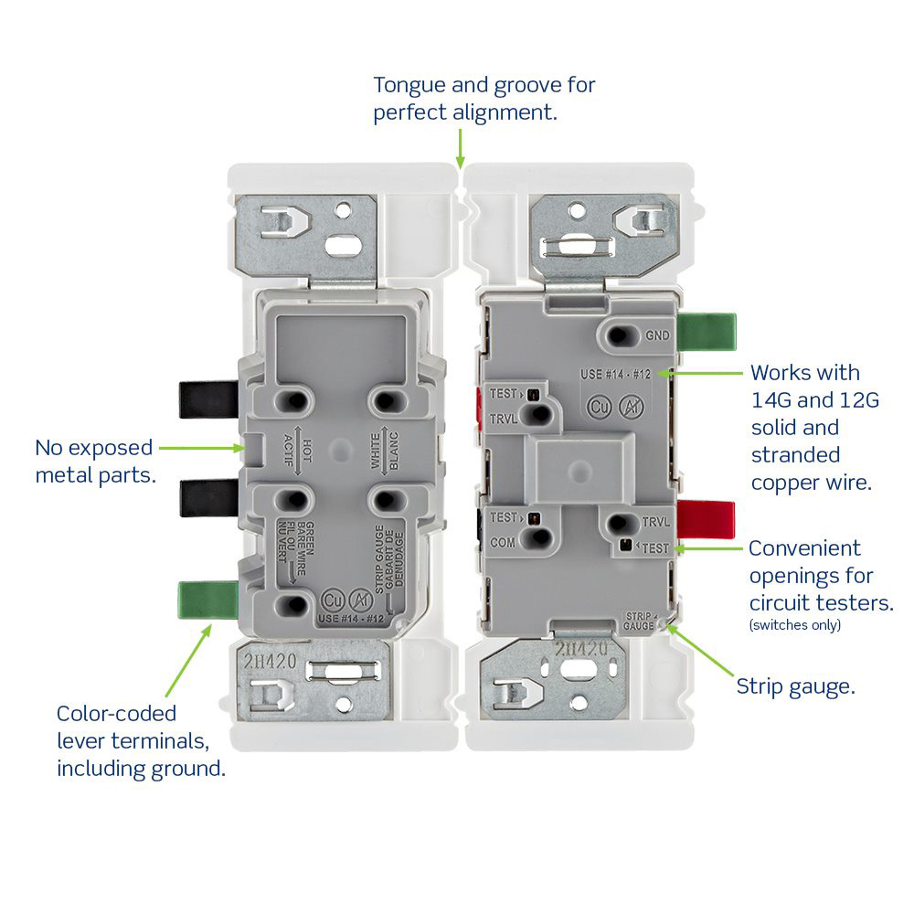 Decora Edge 15 Amp Single Pole Rocker Switch, White