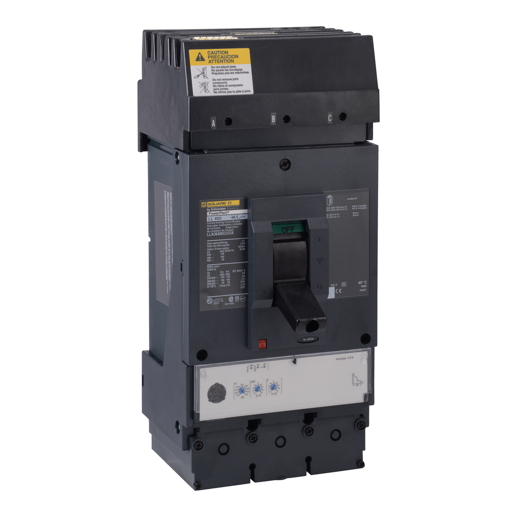 Circuit breaker, PowerPacT L, 250A, 3 pole, 600VAC, 14kA, I-Line, Micrologic 3.3S, 100%, ABC