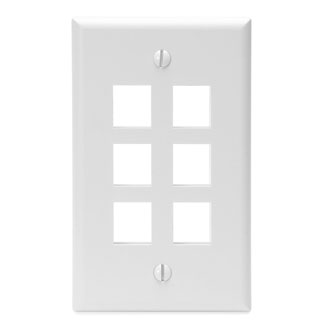 Single-Gang QuickPort Wallplate, 6-Port, White