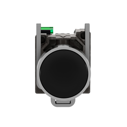 Wireless and batteryless transmitter, Harmony XB5R, push button, metal, black, 22mm, spring return