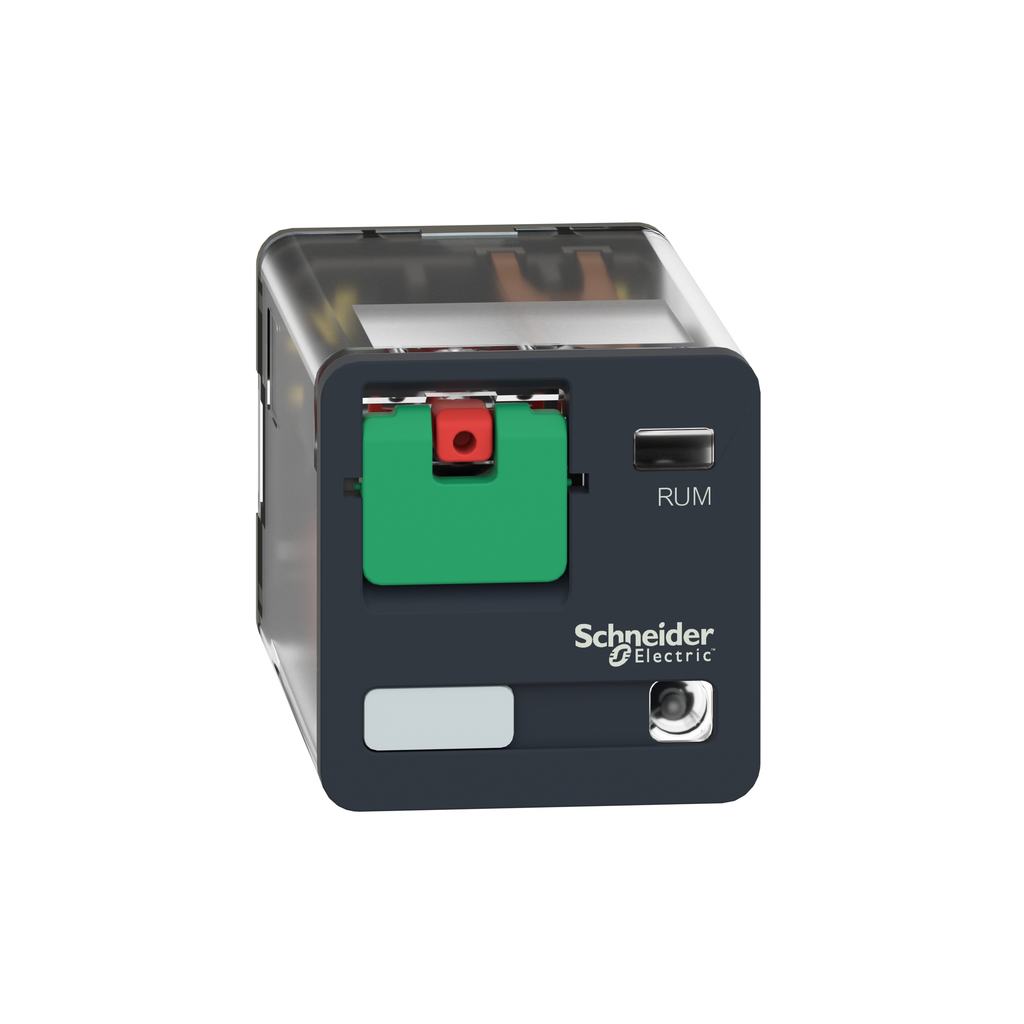 Universal plug in relay, Harmony, 10A, 3CO, with LED, lockable test button, flat (faston) terminals, 120V AC