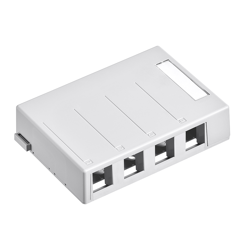 Surface-Mount QuickPort Box, 4-Port, White