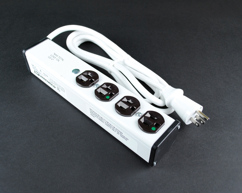 Medical Grade Plug-In Outlet Center Unit / APPROVED for Patient Care areas / 120V/15A / 4 O/L / 6' cord