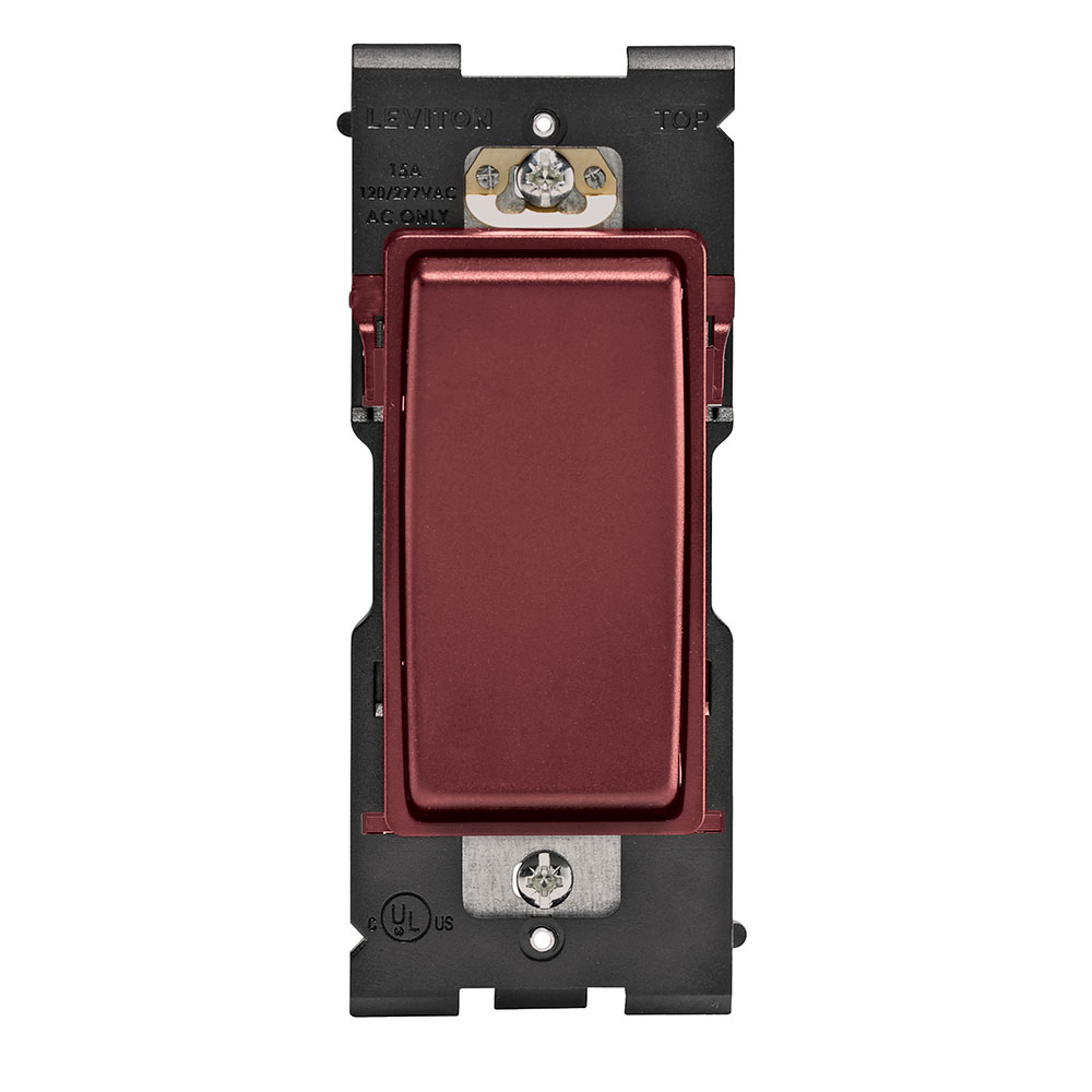 RENU 15 Amp Single Pole Switch, Red Delicious Leviton Renu Switch RE151-RE for Single Pole Applications, 15A-120/277VAC, in Red Delicious