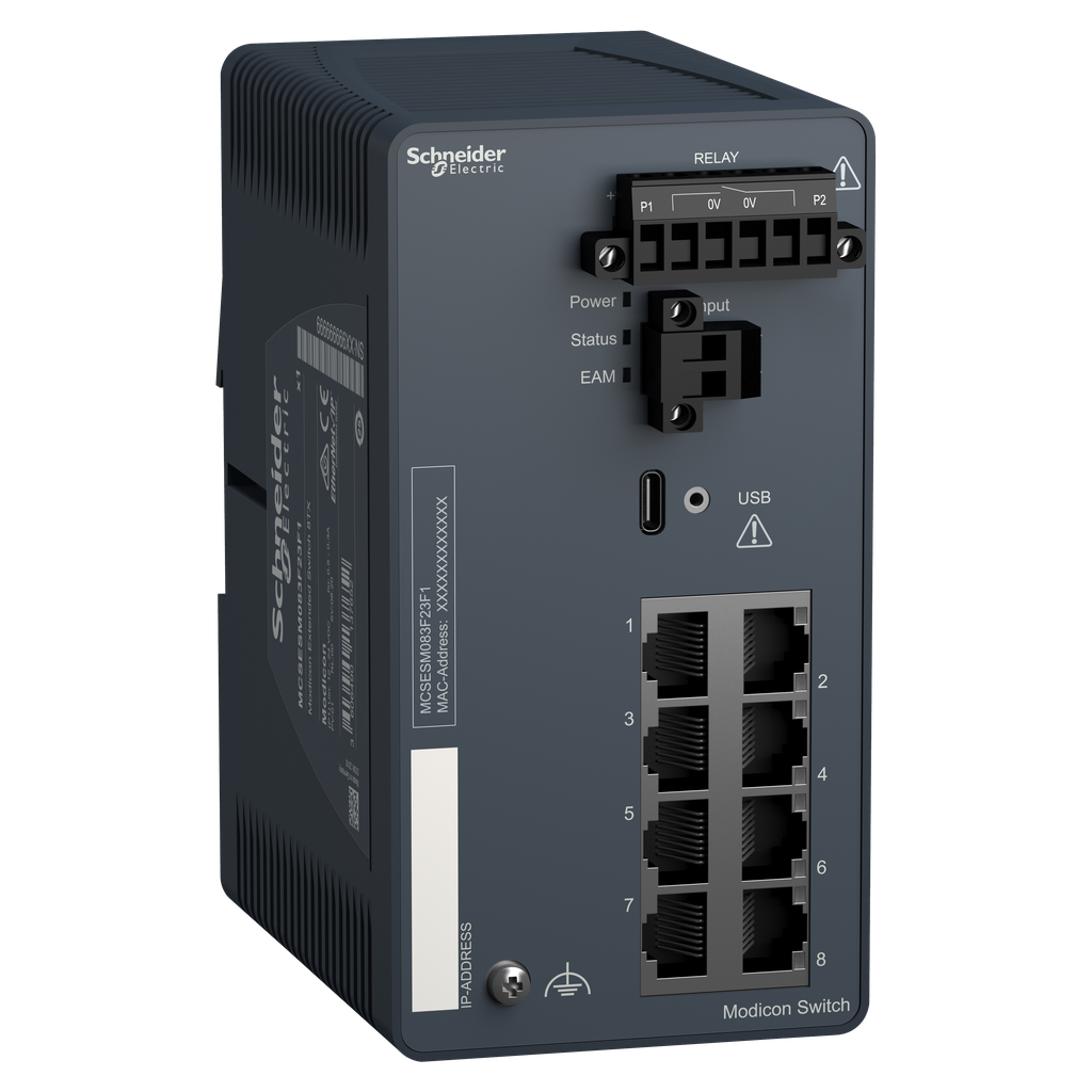 Modicon Extended Managed Switch, 8 ports for copper