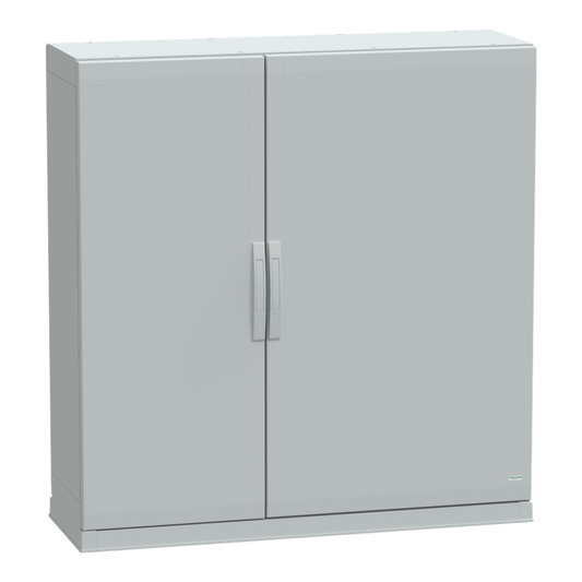 Floor standing polyester enclosure, Thalassa PLA, plain door, open bottom, 1250x1250x420mm, IP54, IK10