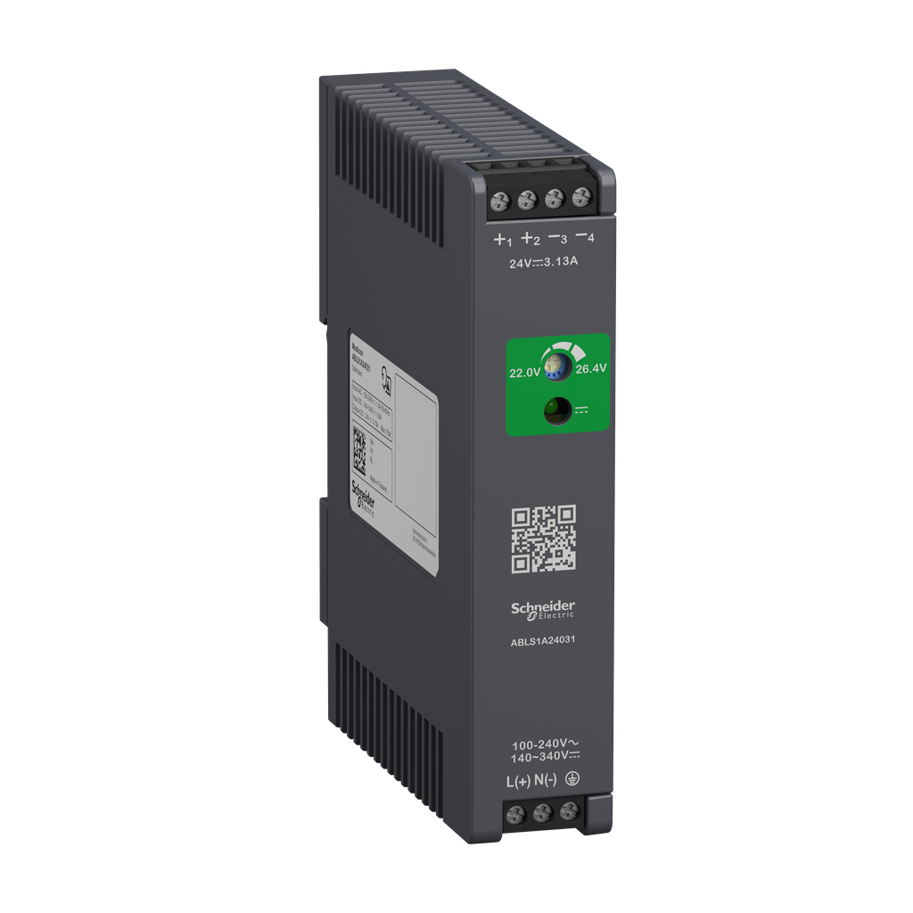 Regulated Power Supply, 100-240V AC, 24V 3.1 A, single phase, Optimized