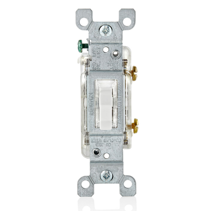 15 Amp, 120 Volt, Toggle LED Illuminated Single-Pole Switch, Residential Grade, Grounding - White